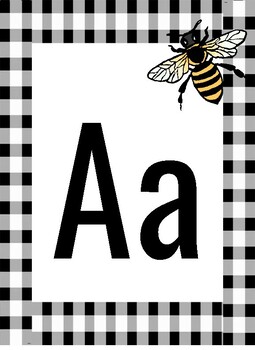 Preview of Buffalo Plaid & Bumble Bee Theme - Alphabet Classroom Decor