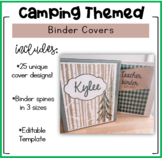 Buffalo Plaid Camping Themed Binder Covers and Spines (Editable)