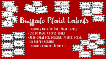 Preview of Buffalo Plaid Classroom Labels & Decor