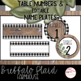 Buffalo Plaid Farmhouse - Table Numbers and Editable Name Plates