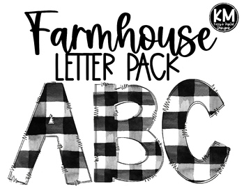 Preview of Buffalo Plaid Letter Pack | Farm House | Commercial Use | 22