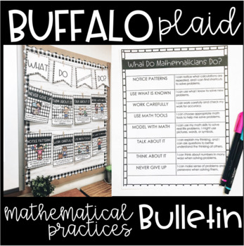 Preview of Buffalo Plaid - Mathematical Practice Bulletin Display - W/ Student Resource
