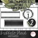 Buffalo Plaid whitewash- Table Numbers and Editable Name Plates
