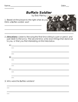 Buffalo Soldier Activity JScanlon5 | Teachers Teachers