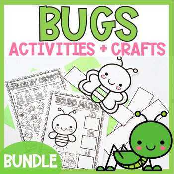 Preview of Bug Activities & Crafts for Preschool Kindergarten Worksheets Butterfly Coloring