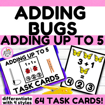 Preview of SPRING TASK CARDS, MATH TASK BOXES SPECIAL EDUCATION, BUG ADDITION INSECT ADDING