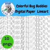 Bug Buddies Digital Paper Lineart Seamless Pattern for Per
