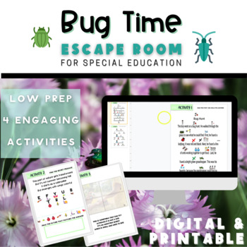 Preview of Bug Escape Room For Special Education | Sped | ESY | End of Year | May | Digital