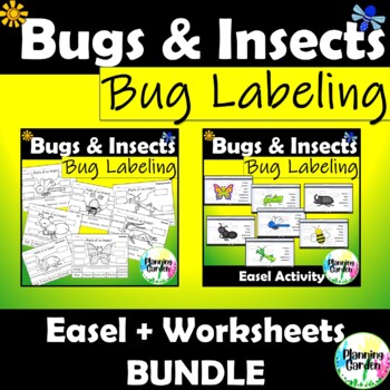 Preview of Bug Labeling | Parts of an Insect: Easel + Worksheet Bundle