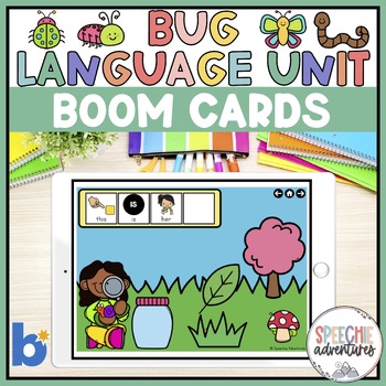 Preview of Spring Bug Themed Language Activities for Speech Language Therapy  Boom Cards