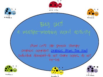 Bug Out A Multiple Meaning Word Activity