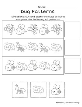 Bug Pattern Cut and Paste by Teaching with Miss Tiffany | TPT