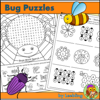 Preview of Bug Puzzle Activities - Insect and Minibeast Crossword, Word Search and more
