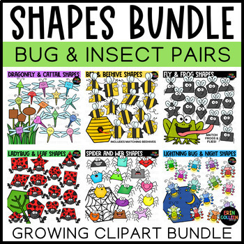 Preview of Bug Shapes Clipart Bundle - Insect Shapes Clipart - Matching Pairs