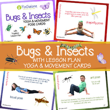 Preview of Bug/Insect Theme Yoga & Movement Pose Cards with Lesson Plan