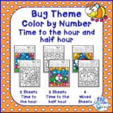 Bug Themed Color by Number Time to the Hour and Half Hour