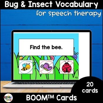 Preview of Preschool Speech Therapy Bug BOOM Cards Vocabulary Insects