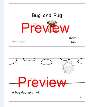 Preview of Bug and Pug short u decodable book