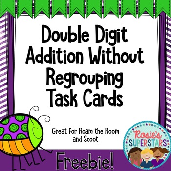 Preview of Freebie:  Double Digit Addition Without Regrouping Task Cards