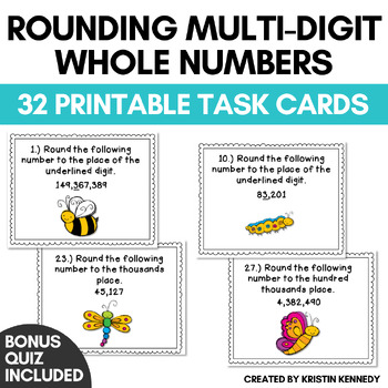 Rounding up + down — whole numbers style A little bit of task card