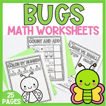 Preview of Bugs Activities for Preschool & Kindergarten Math Worksheets Coloring Activity