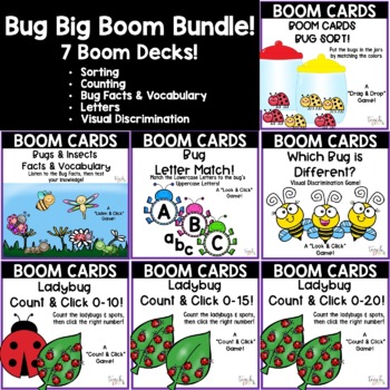 Preview of Bugs Big Boom Bundle!  7 Bug-Themed Boom Cards Decks