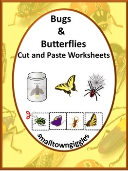 Preview of Bugs Butterflies Spring Activities Cut and Paste Worksheets Special Education