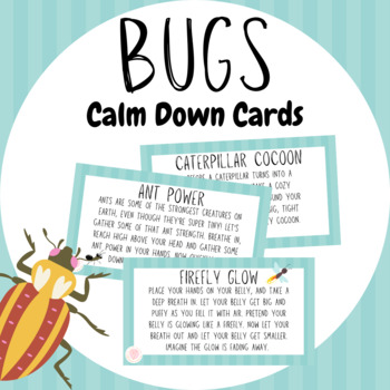 Preview of Bugs Calm Down Cards - Digital & Printable - PreK, Kindergarten, 1st, 2nd