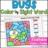 Bugs Color By Code Sight Words and CVC Words Editable - In