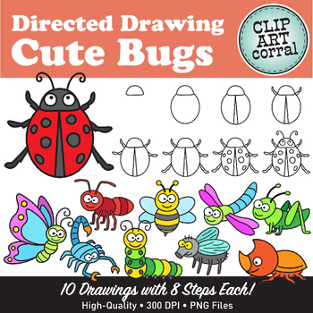 Preview of Bugs Directed Drawing Clip Art