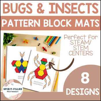 Preview of Bugs & Insects | Pattern Block Puzzle Task Cards STEAM/STEM Spring