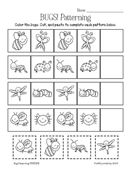 Bugs! Patterning for Preschool and Kindergarten FREEBIE by Puddle Jumping