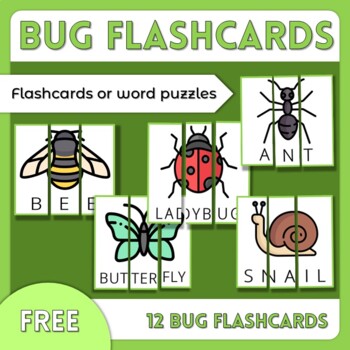 Bugs Puzzles Flashcards by The Teachers Land | Teachers Pay Teachers