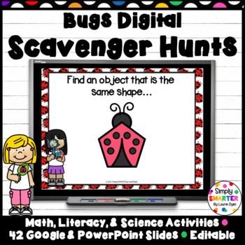 Preview of Bugs Themed Math, Literacy, and Science DIGITAL Scavenger Hunts