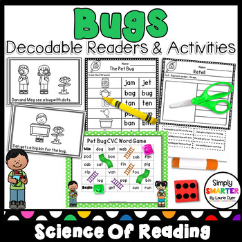 Preview of Bugs And Insects Themed Science Of Reading Decodable Readers With Activities