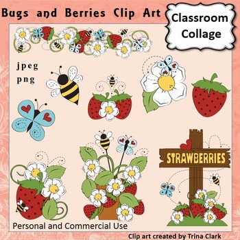 Preview of Bugs and Berries Clip Art - Color  personal & commercial use