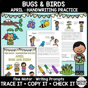 Preview of Bugs and Birds • Trace Copy Check Sentences • Handwriting • Spring