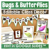 Bugs and Butterflies Themed Editable Classroom Decor 