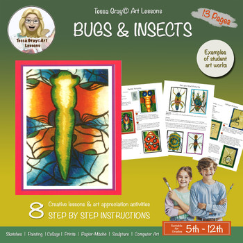 Preview of Bugs and Insects Art Lessons, 8 Projects, Middle & Senior School