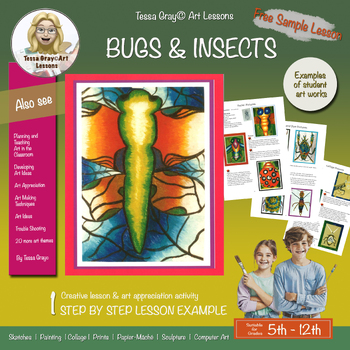 Preview of Bugs and Insects Art Lessons, Art Project, Junior & Middle School: FREE SAMPLE