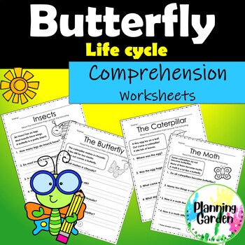 Preview of Butterfly Life Comprehension Worksheet {bugs, insects, butterfly life cycle}