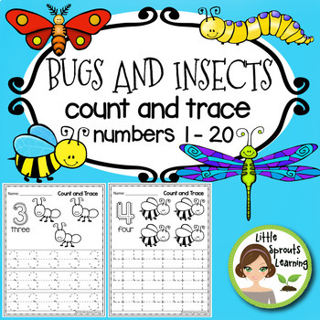 Preview of Bugs and Insects Count and Trace (Numbers 0-20)