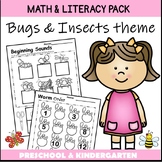 Bugs and Insects Kindergarten Math and Literacy Worksheets