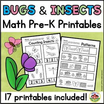 Preview of Bugs and Insects Math Worksheets for Preschool