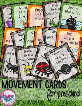 Preview of Bugs and Insects Movement Cards for Brain Break Transition Activity