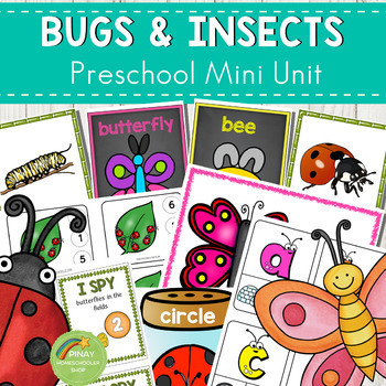 Preview of Bugs and Insects Preschool Math and Literacy Centers