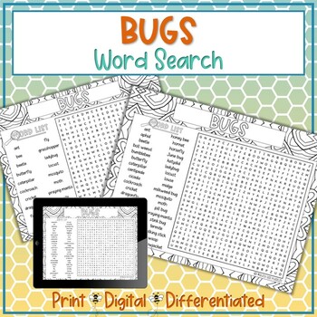 Preview of Bugs and Insects Word Search Puzzle Activity