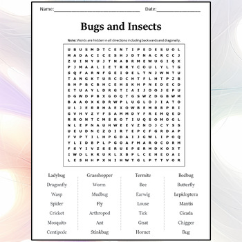 Bugs and Insects Word Search Puzzle Worksheet Activity by Word Search ...