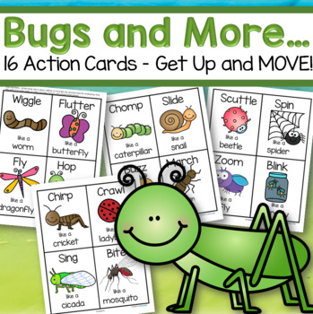 Preview of Bugs and More - 16 Action Cards Get Up and Move Color and BW