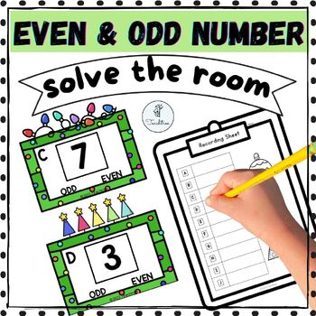 Preview of Build 2nd Grade Math Skills with Even & Odd Christmas Math Task Cards